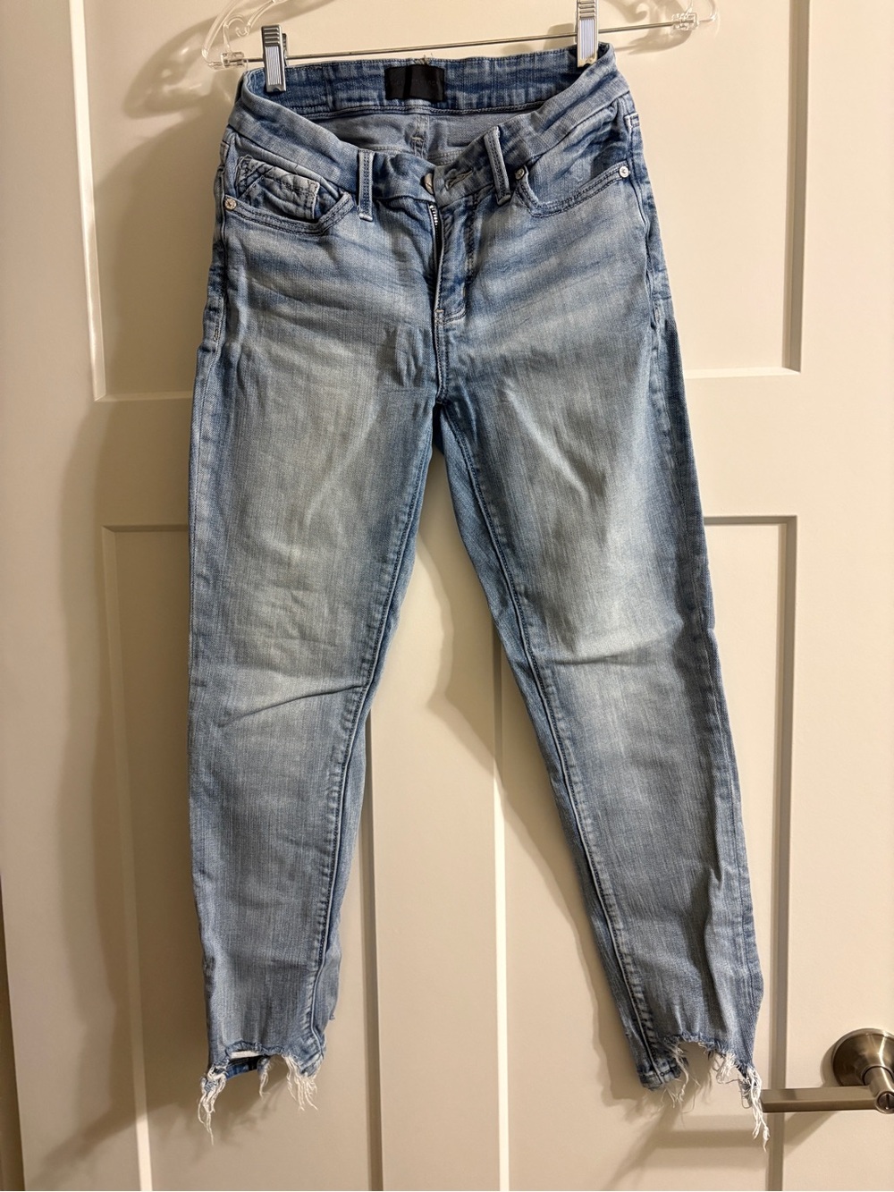 Buckle Light Blue Frayed Hem Ankle Jeans